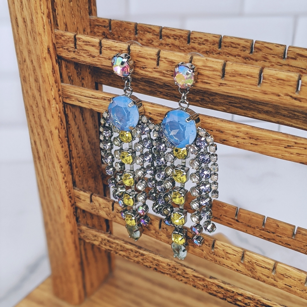 Express Multi Colored Crystal Dangling Earrings - image 2